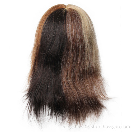 Human Hairdresser Training Head Practice Dye Hair 4 Different Color On One Head  Braided Dye Bleach Color Female Model